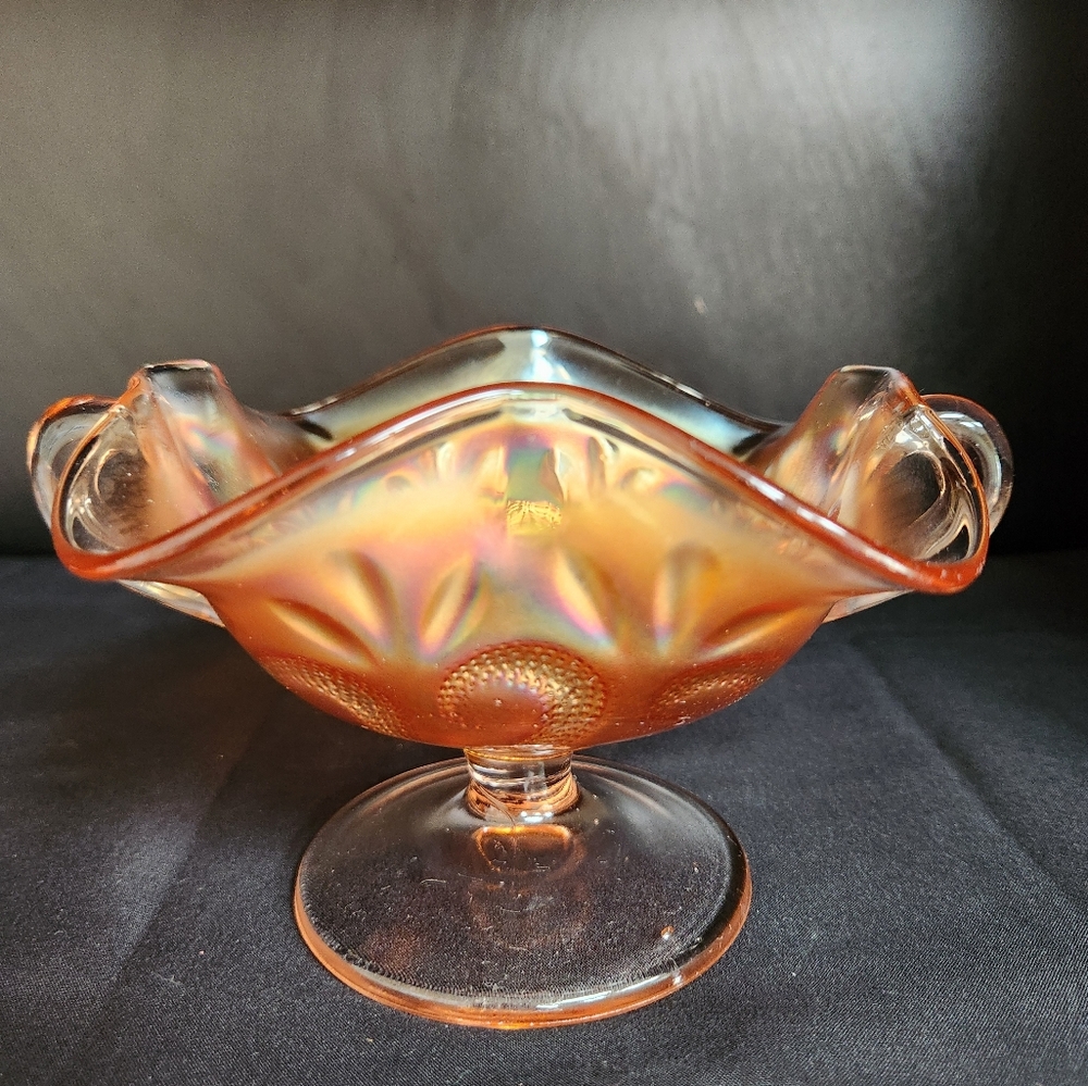 Dugan Glass Marigold Carnival Glass Bon Bon Dish w/ Handles